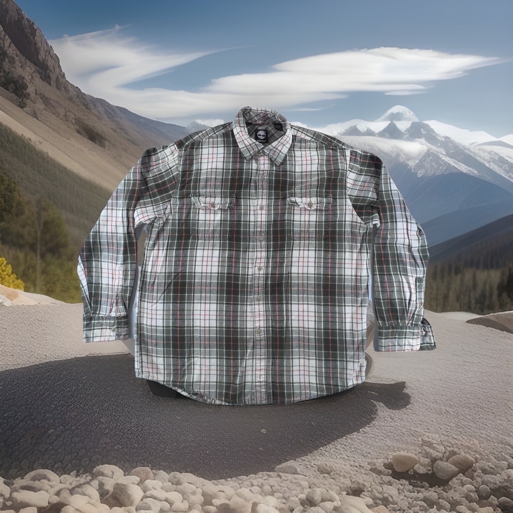 Timberland Long Sleeve Button-Up Plaid Flannel Shirt  Outdoor Size XL  VINTAGE!!
